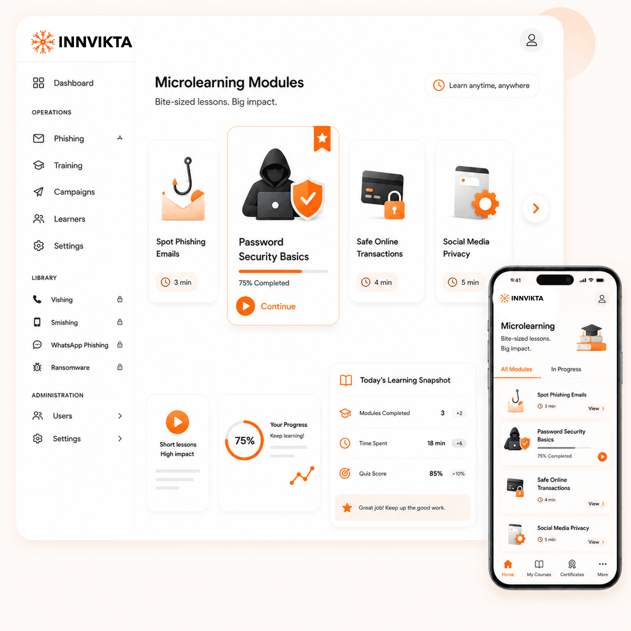 Microlearning modules mockup